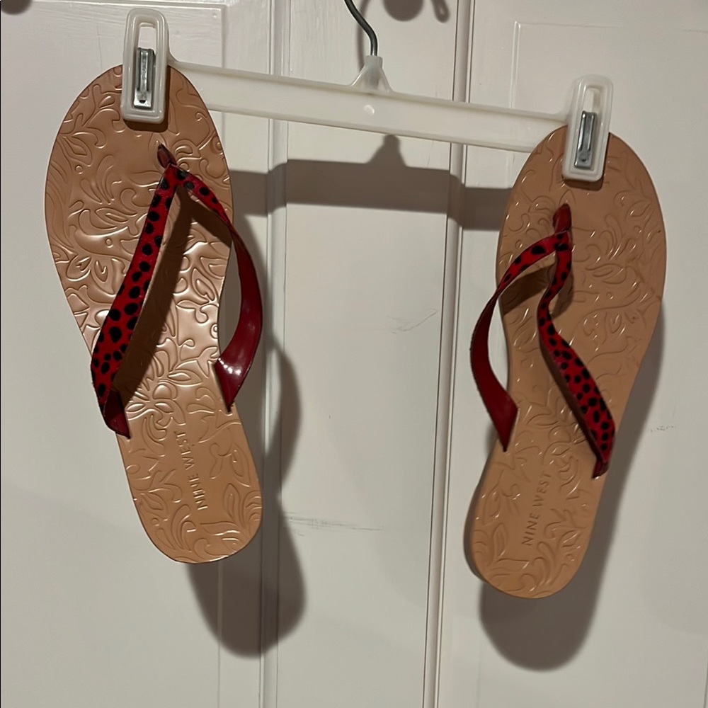 Nine West Red and Black Sandals Simple Design